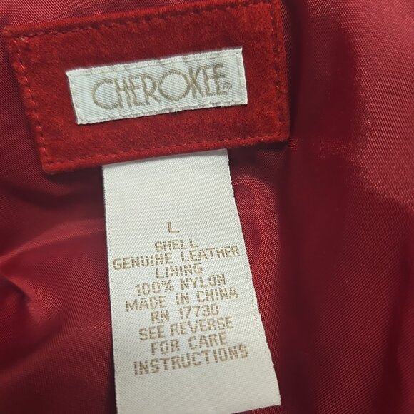 Vintage CHEROKEE Brand Suede Women Jacket Burgundy Red Washable Classic Sz L - Picture 5 of 9